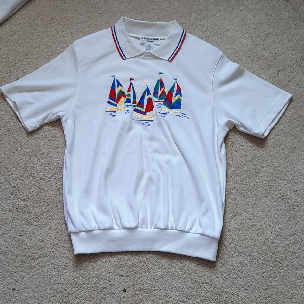 White sailboat shirt